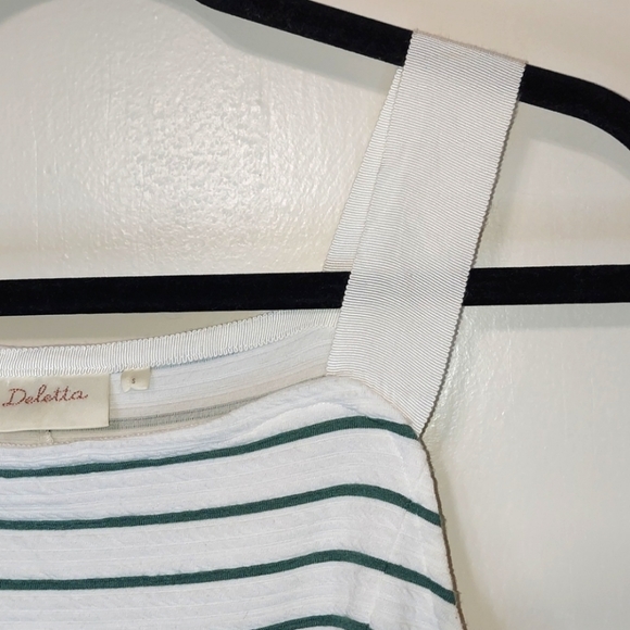Deletta Anthro white green peplum top Small - Picture 5 of 10